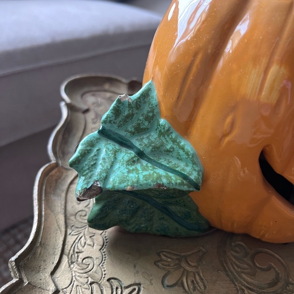 Ceramic ghost Pumpkin Jack O Lantern Hand Painted Halloween Decor - Picture 2 of 6